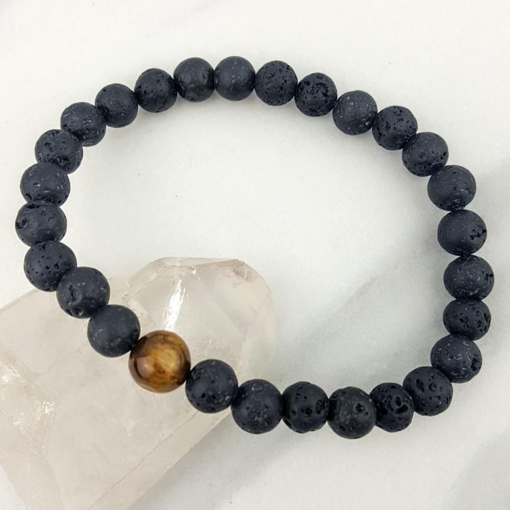 Protect • Tiger's Eye & Lava Crystal Bead Bracelet - Picture 2 of 4